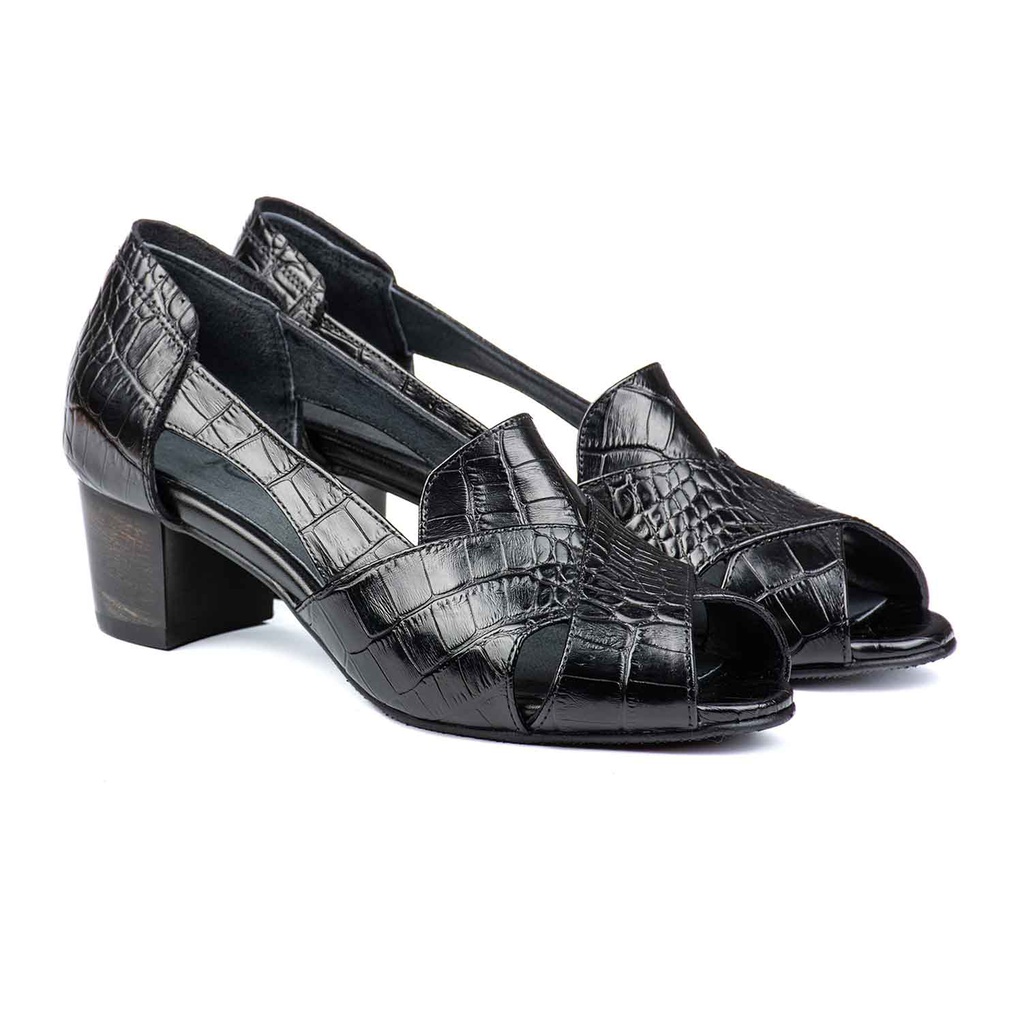 Block-Heel Open Toe Sandals Model 487 (Croco)