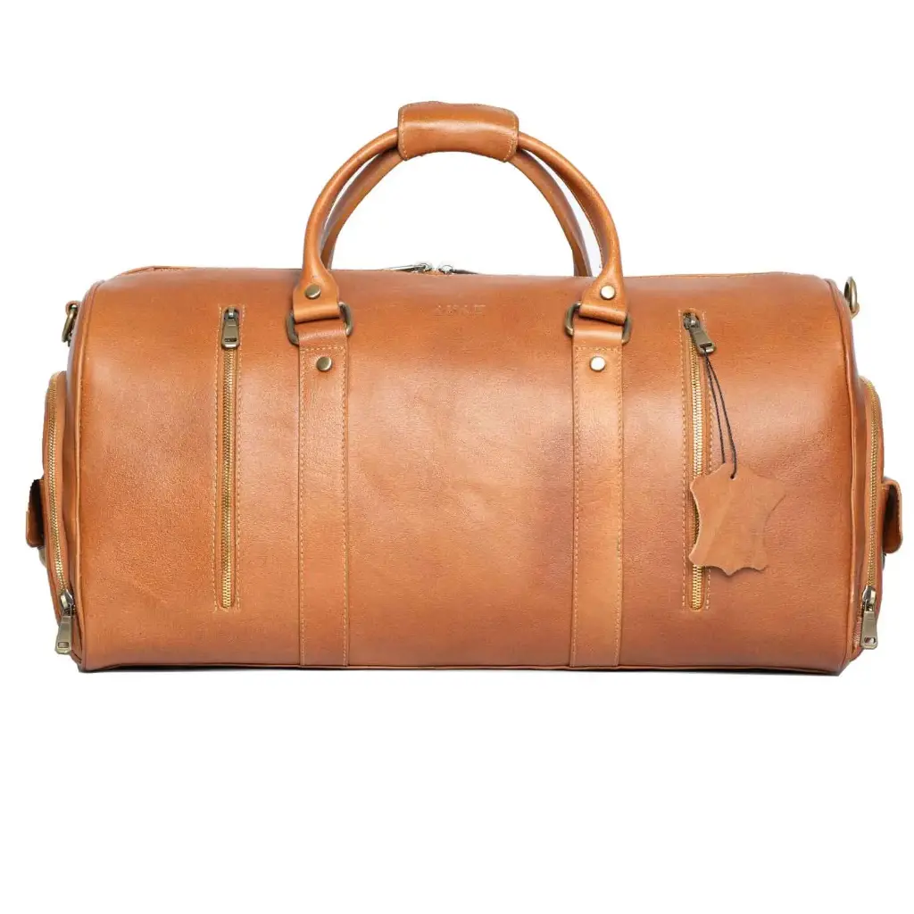 [774] Loyan Leather Duffle Bag (Nappa) (Honey)
