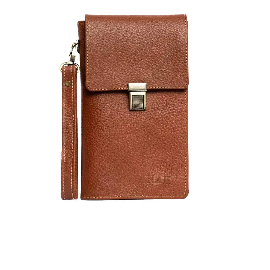 [831] Carlo Leather Passport Bag (Floater) (Honey)